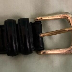 Boys Black Leather Belt Sz 28‎ Style 1912 Gold Hardware Uniform Suit Wedding
